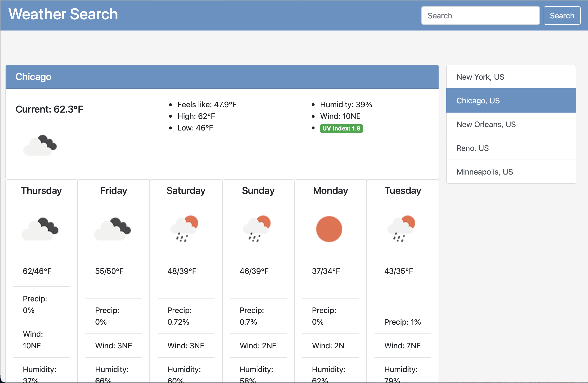 Weather Search Screenshot